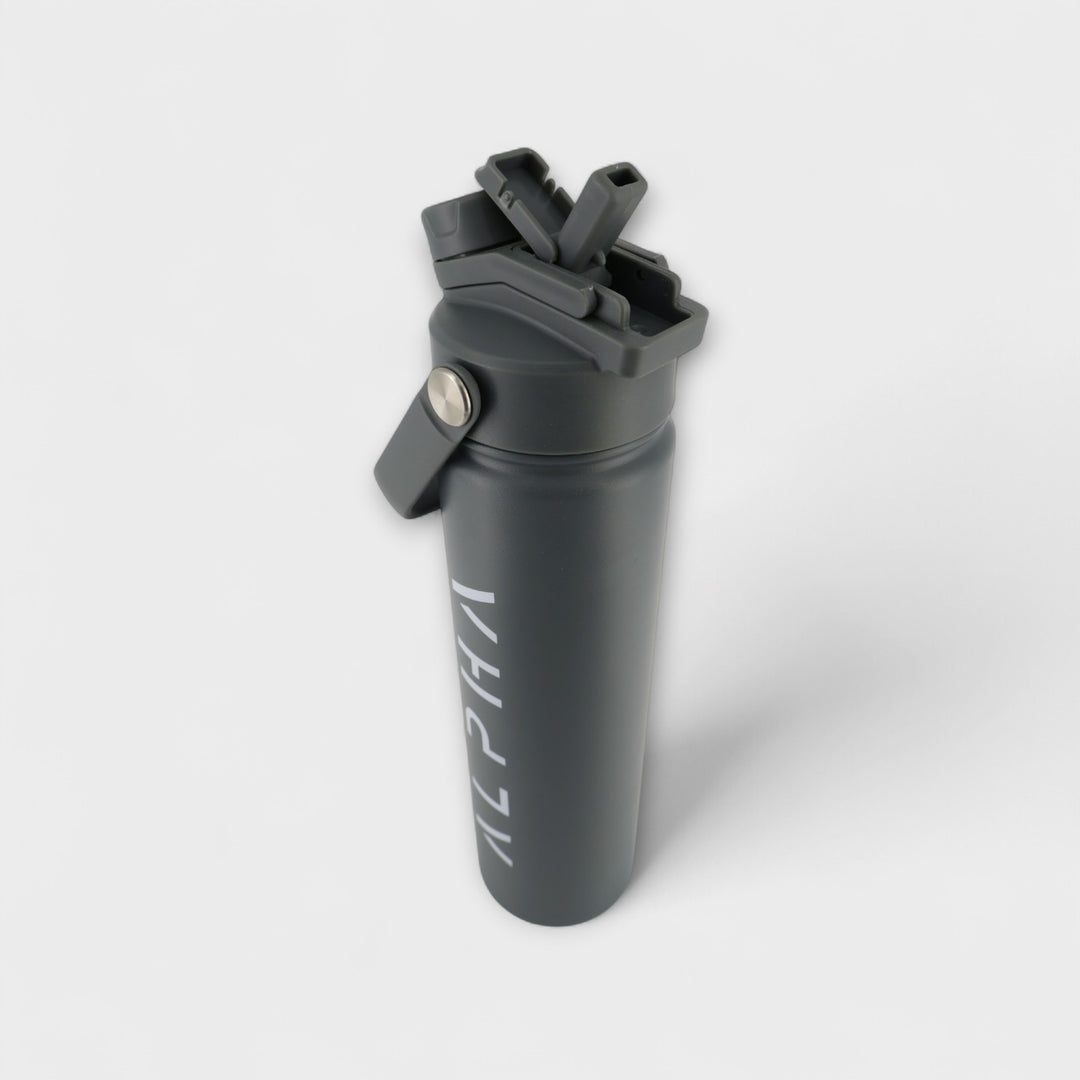 Alpha Bottle 750mL Insulated Water Bottle | Sip & Chug Lid | Charcoal