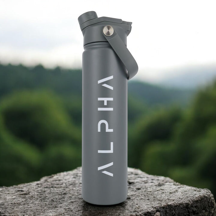 Alpha Bottle 750mL Insulated Water Bottle | Sip & Chug Lid | Charcoal