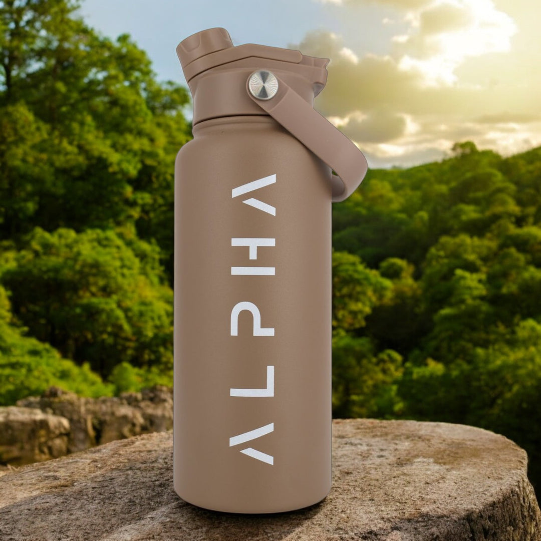 Alpha Bottle 1000mL Insulated Water Bottle | Sip & Chug Lid | Mocha