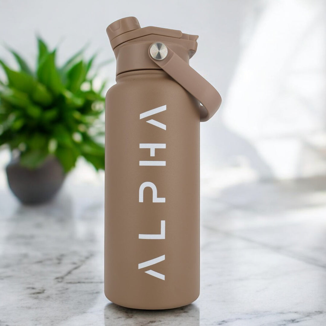 Alpha Bottle 1000mL Insulated Water Bottle | Sip & Chug Lid | Mocha