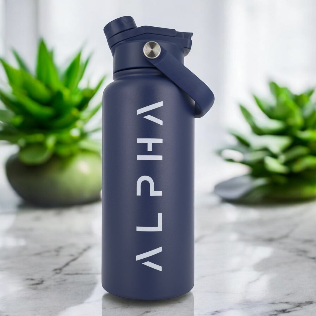 Alpha Bottle 1000mL Insulated Water Bottle | Sip & Chug Lid | Navy