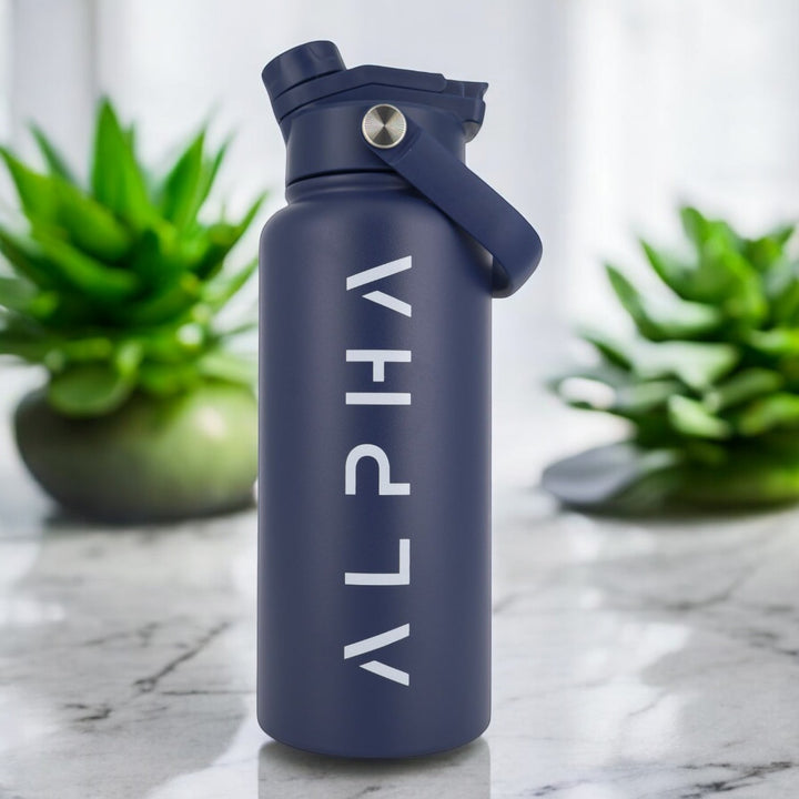 Alpha Bottle 1000mL Insulated Water Bottle | Sip & Chug Lid | Navy