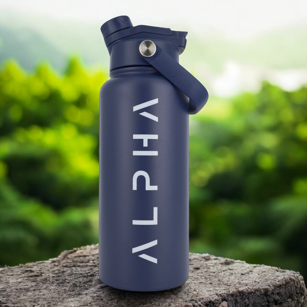 Alpha Bottle 1000mL Insulated Water Bottle | Sip & Chug Lid | Navy