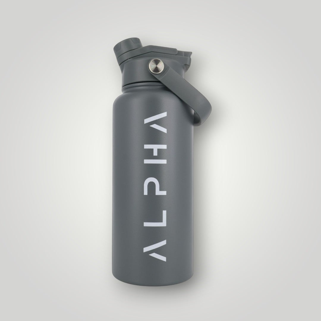 Alpha Bottle 1000mL Insulated Water Bottle | Sip & Chug Lid | Charcoal