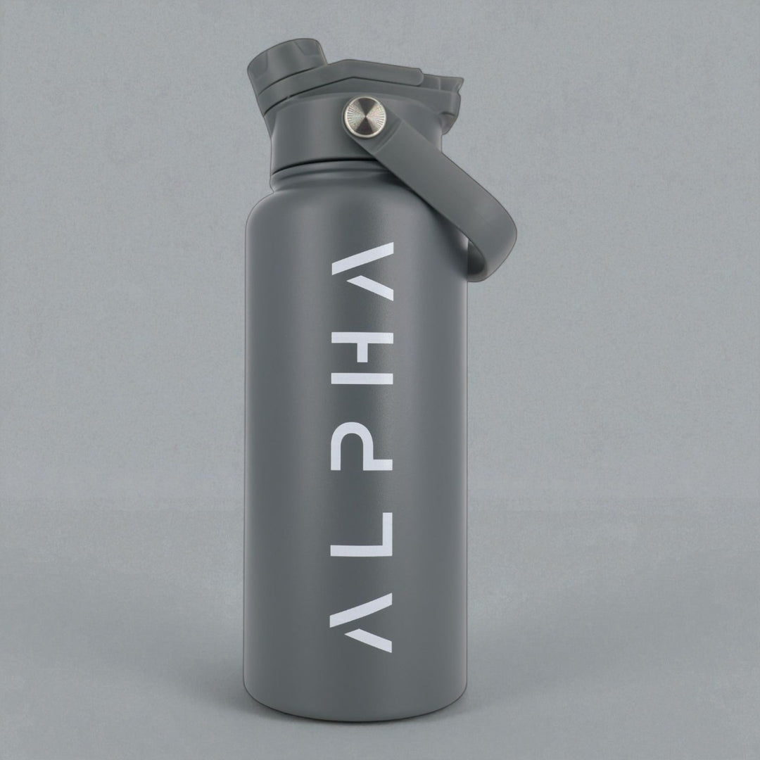 Alpha Bottle 1000mL Insulated Water Bottle | Sip & Chug Lid | Charcoal