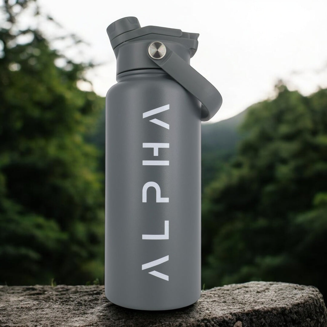 Alpha Bottle 1000mL Insulated Water Bottle | Sip & Chug Lid | Charcoal