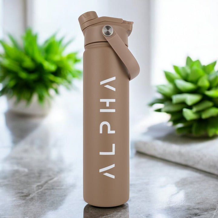 Alpha Bottle 750mL Insulated Water Bottle | Sip & Chug Lid | Mocha