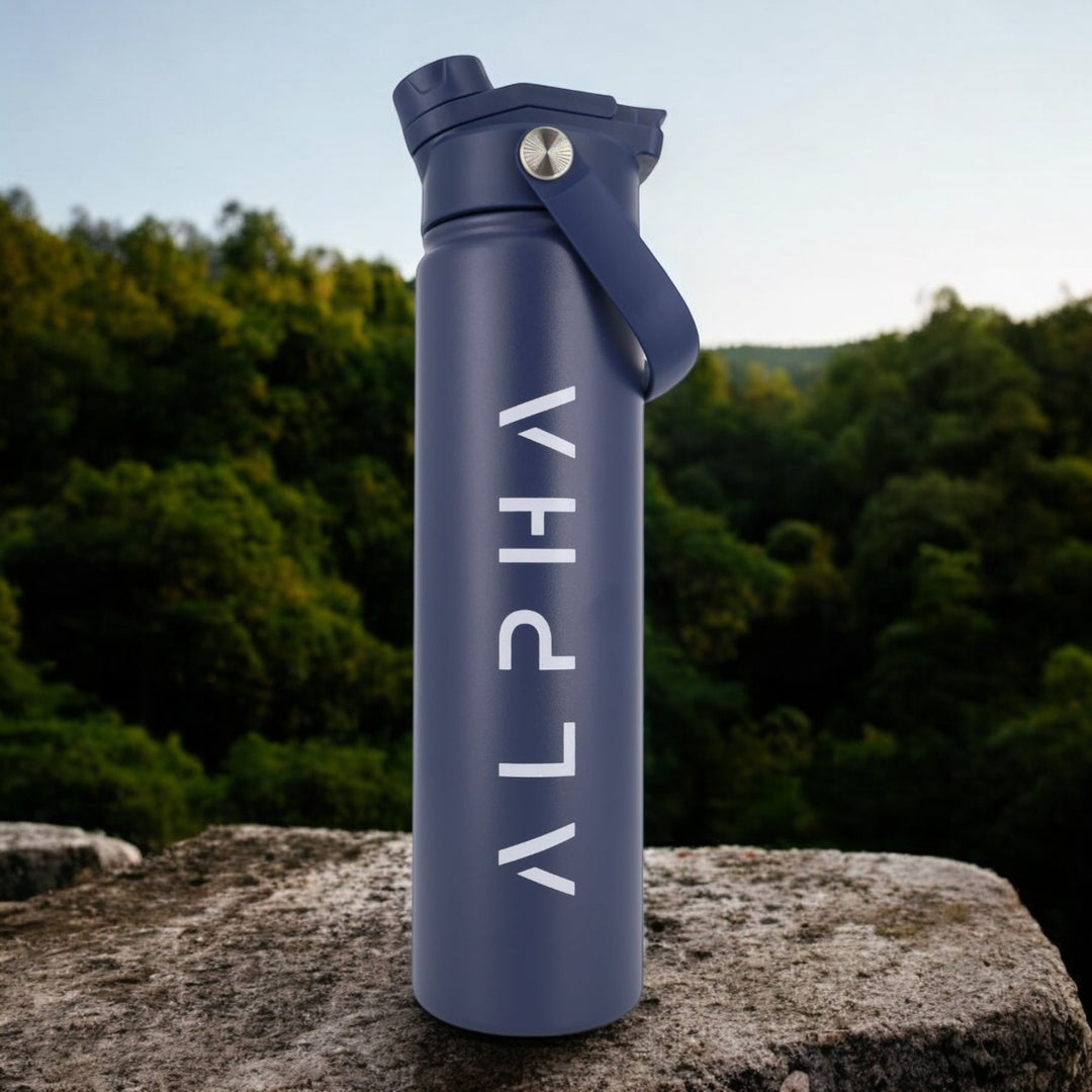 Alpha Bottle 750mL Insulated Water Bottle | Sip & Chug Lid | Navy