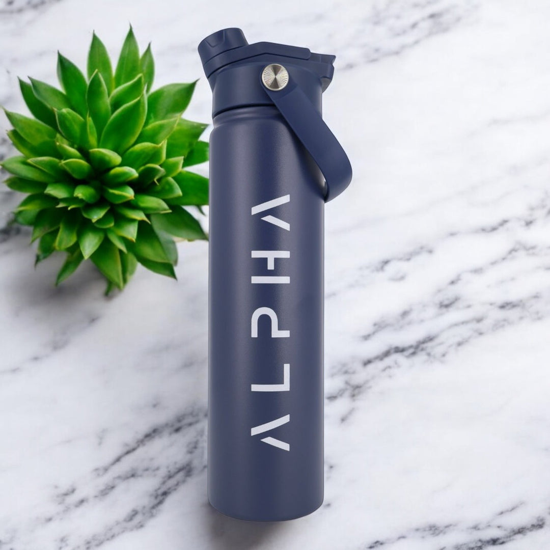 Alpha Bottle 750mL Insulated Water Bottle | Sip & Chug Lid | Navy
