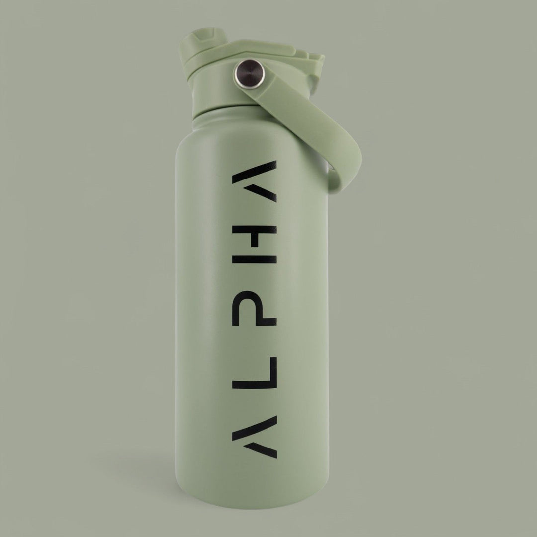 Alpha Bottle 1000mL Insulated Water Bottle | Sip & Chug Lid | Olive - Alpha Bottle