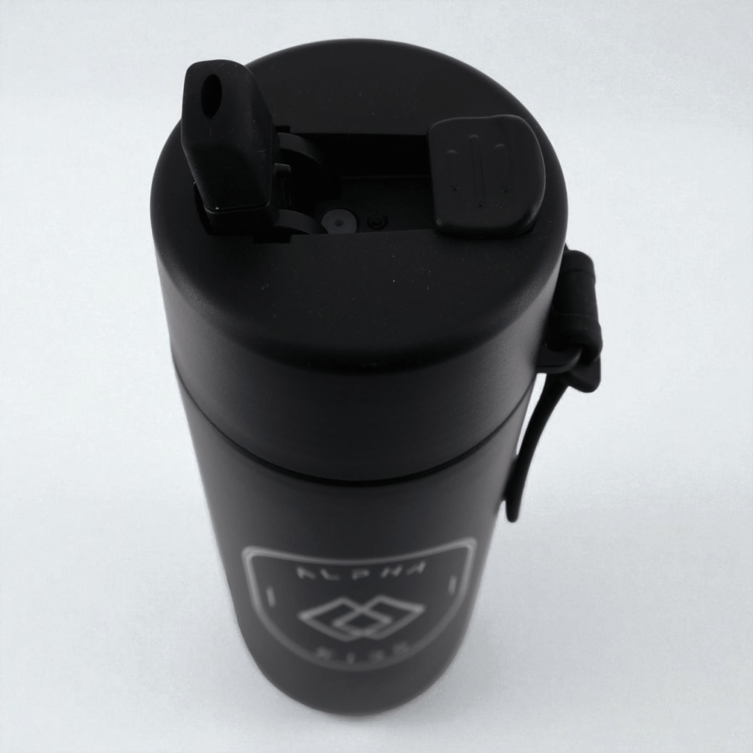 Alpha Kids Stainless Drink Bottle – 600 ml | Leakproof Kids Bottle for School (Black) - Alpha Bottle