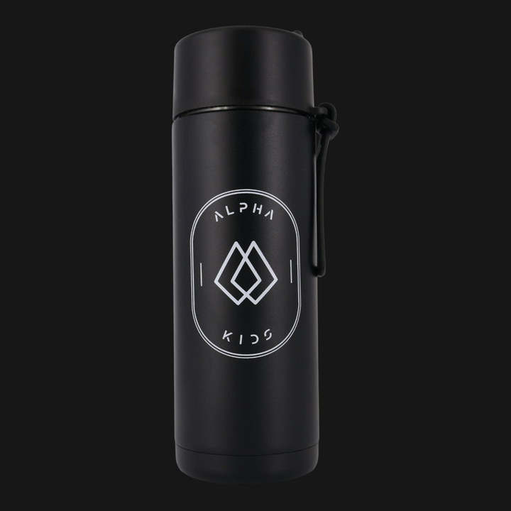 Alpha Kids Stainless Drink Bottle – 600 ml | Leakproof Kids Bottle for School (Black) - Alpha Bottle