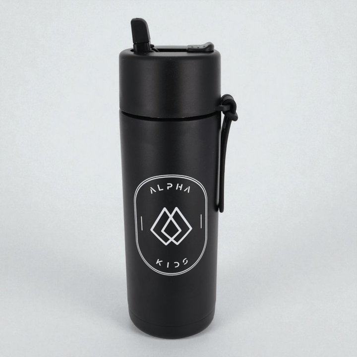 Alpha Kids Stainless Drink Bottle – 600 ml | Leakproof Kids Bottle for School (Black) - Alpha Bottle