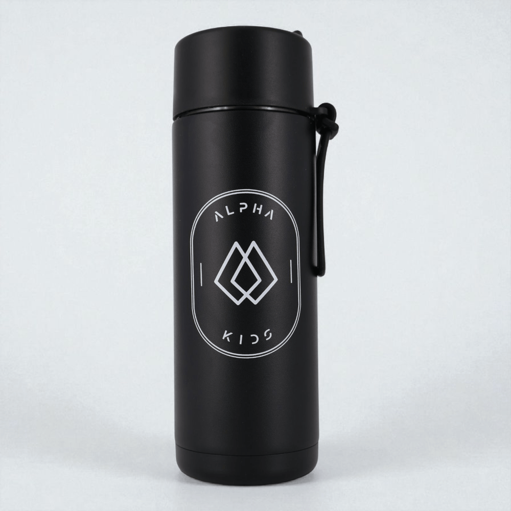 Alpha Kids Stainless Drink Bottle – 600 ml | Leakproof Kids Bottle for School (Black) - Alpha Bottle