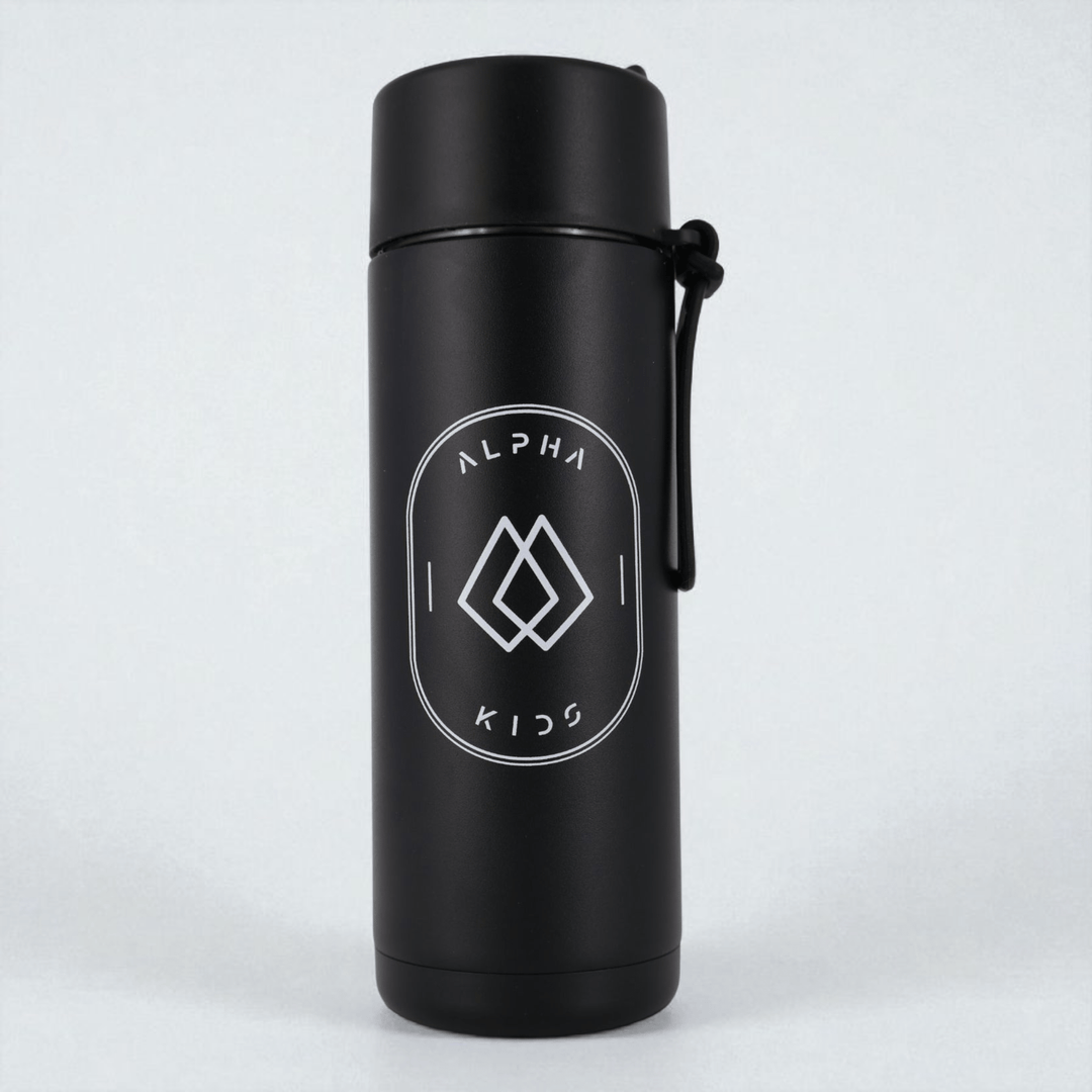 Alpha Kids Stainless Drink Bottle – 600 ml | Leakproof Kids Bottle for School (Black) - Alpha Bottle