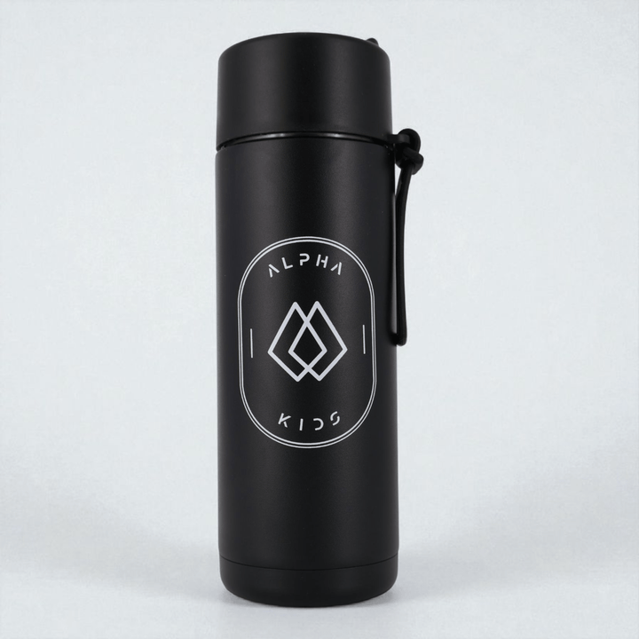 Alpha Kids Stainless Drink Bottle – 600 ml | Leakproof Kids Bottle for School (Black) - Alpha Bottle