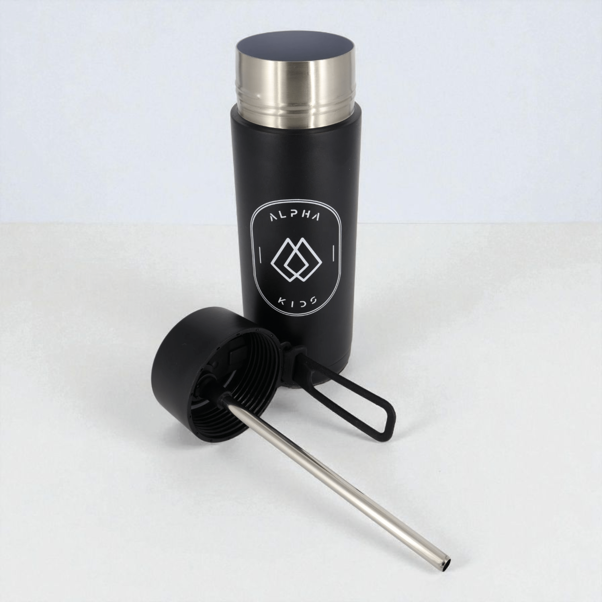 Alpha Kids Stainless Drink Bottle – 600 ml | Leakproof Kids Bottle for School (Black) - Alpha Bottle