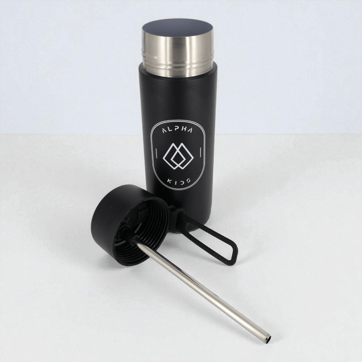 Alpha Kids Stainless Drink Bottle – 600 ml | Leakproof Kids Bottle for School (Black) - Alpha Bottle