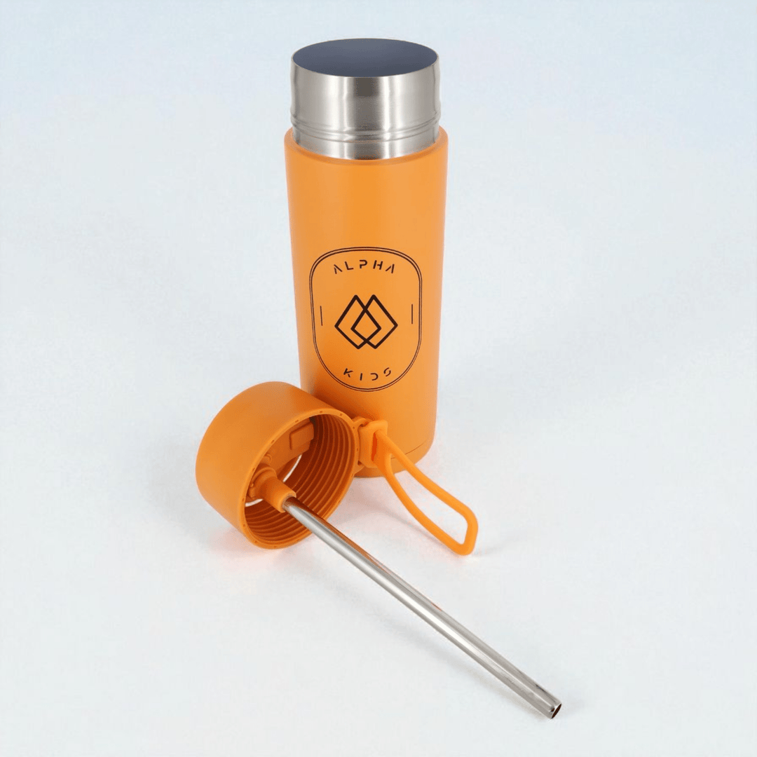 Alpha Kids Stainless Drink Bottle – 600 ml | Leakproof Kids Bottle for School (Burnt Orange) - Alpha Bottle