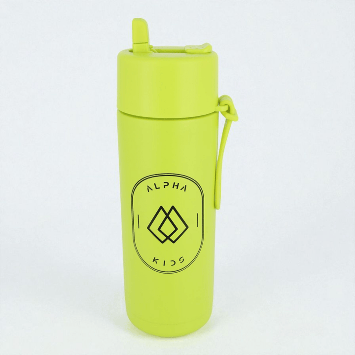 Alpha Kids Stainless Drink Bottle – 600 ml | Leakproof Kids Bottle for School (Lime Green) - Alpha Bottle
