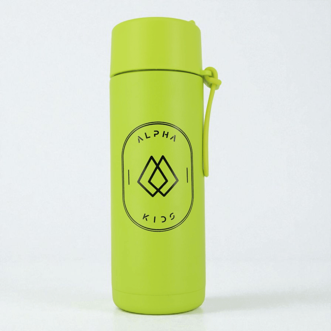 Alpha Kids Stainless Drink Bottle – 600 ml | Leakproof Kids Bottle for School (Lime Green) - Alpha Bottle
