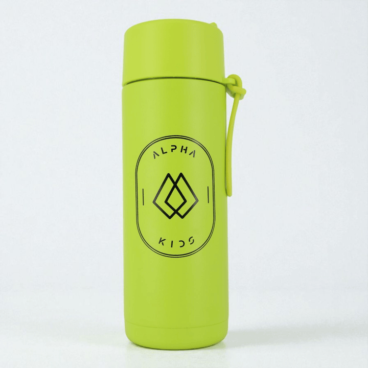 Alpha Kids Stainless Drink Bottle – 600 ml | Leakproof Kids Bottle for School (Lime Green) - Alpha Bottle