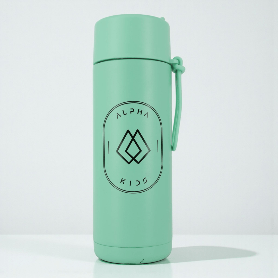 Alpha Kids Stainless Drink Bottle – 600 ml | Leakproof Kids Bottle for School (Mint Green) - Alpha Bottle