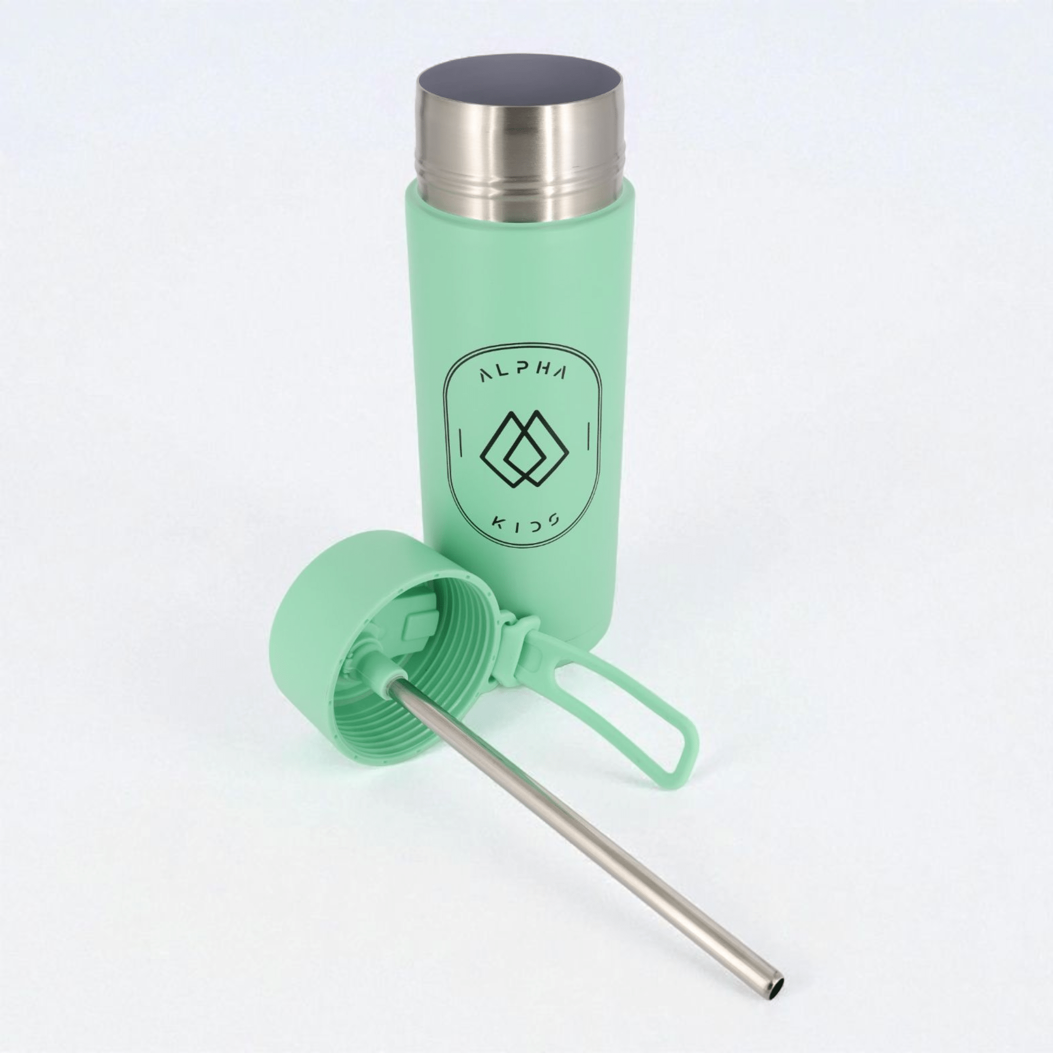 Alpha Kids Stainless Drink Bottle – 600 ml | Leakproof Kids Bottle for School (Mint Green) - Alpha Bottle