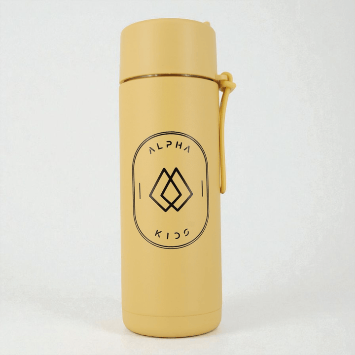 Alpha Kids Stainless Drink Bottle – 600 ml | Leakproof Kids Bottle for School (Mustard) - Alpha Bottle