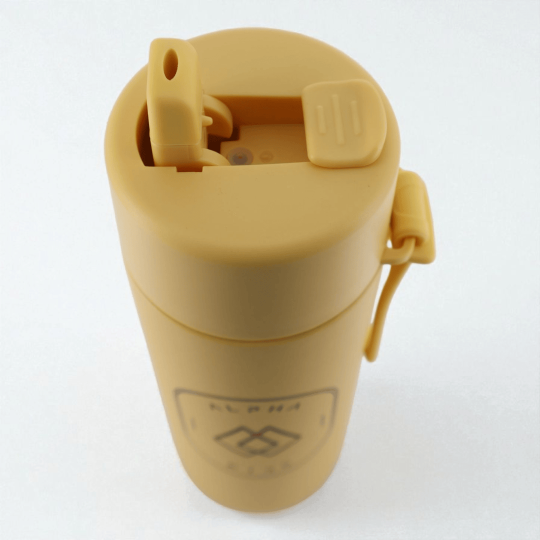 Alpha Kids Stainless Drink Bottle – 600 ml | Leakproof Kids Bottle for School (Mustard) - Alpha Bottle