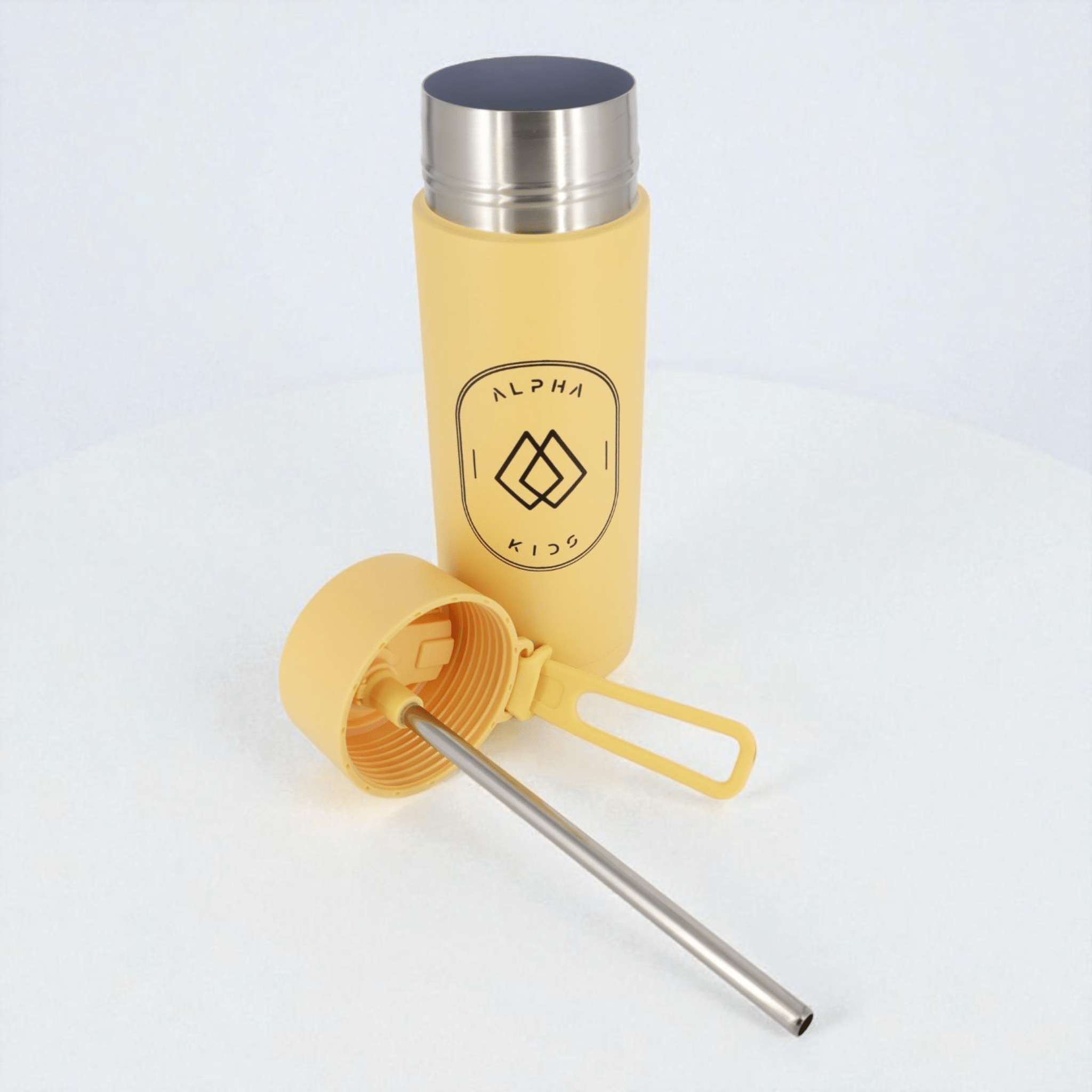 Alpha Kids Stainless Drink Bottle – 600 ml | Leakproof Kids Bottle for School (Mustard) - Alpha Bottle