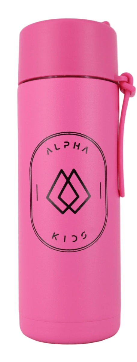 Alpha Kids Stainless Drink Bottle – 600 ml | Leakproof Kids Bottle for School (Pink) - Alpha Bottle