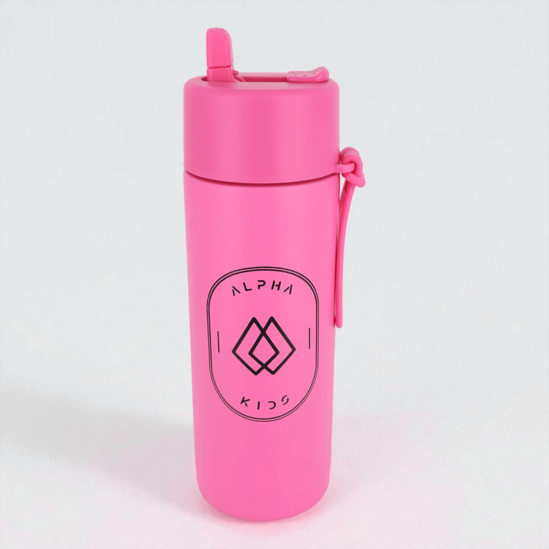Alpha Kids Stainless Drink Bottle – 600 ml | Leakproof Kids Bottle for School (Pink) - Alpha Bottle