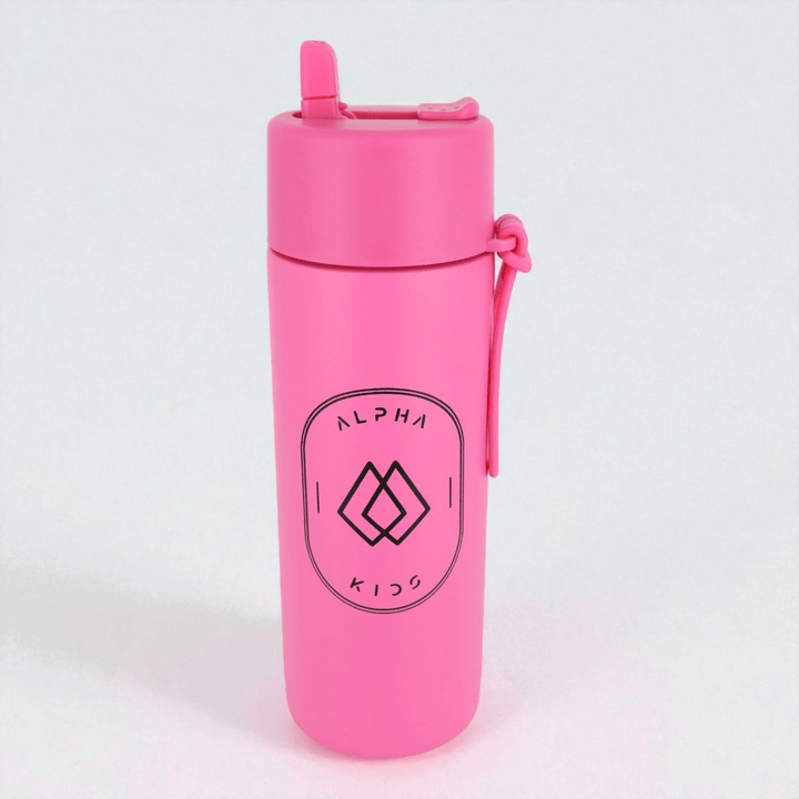Alpha Kids Stainless Drink Bottle – 600 ml | Leakproof Kids Bottle for School (Pink) - Alpha Bottle