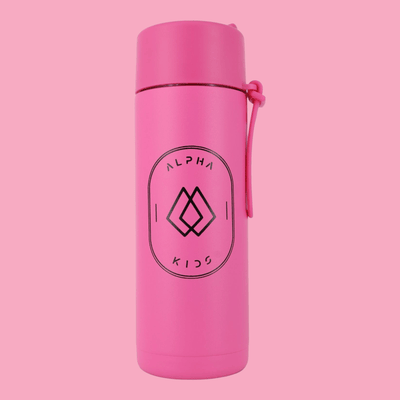 Alpha Kids Stainless Drink Bottle – 600 ml | Leakproof Kids Bottle for School (Pink) - Alpha Bottle