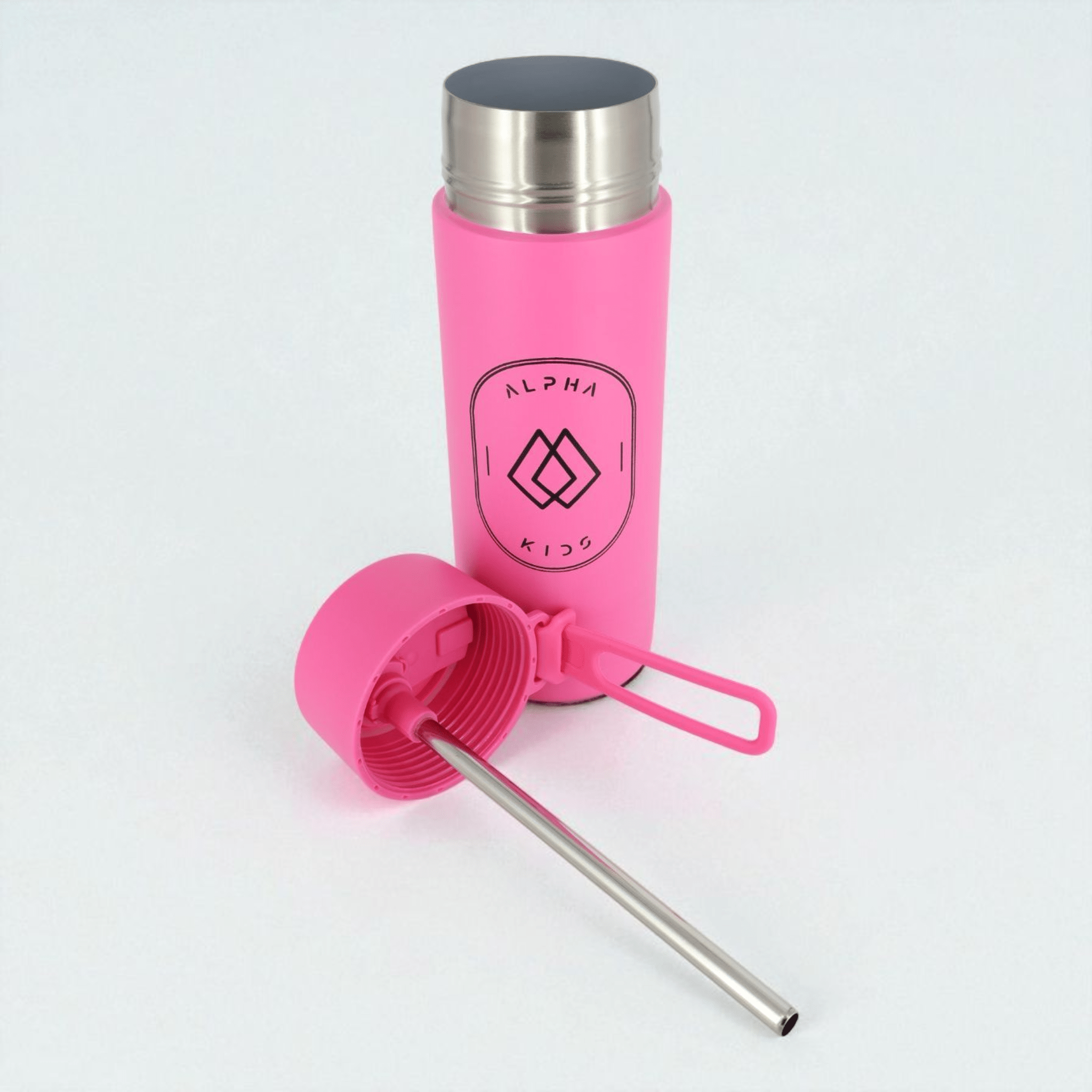 Alpha Kids Stainless Drink Bottle – 600 ml | Leakproof Kids Bottle for School (Pink) - Alpha Bottle