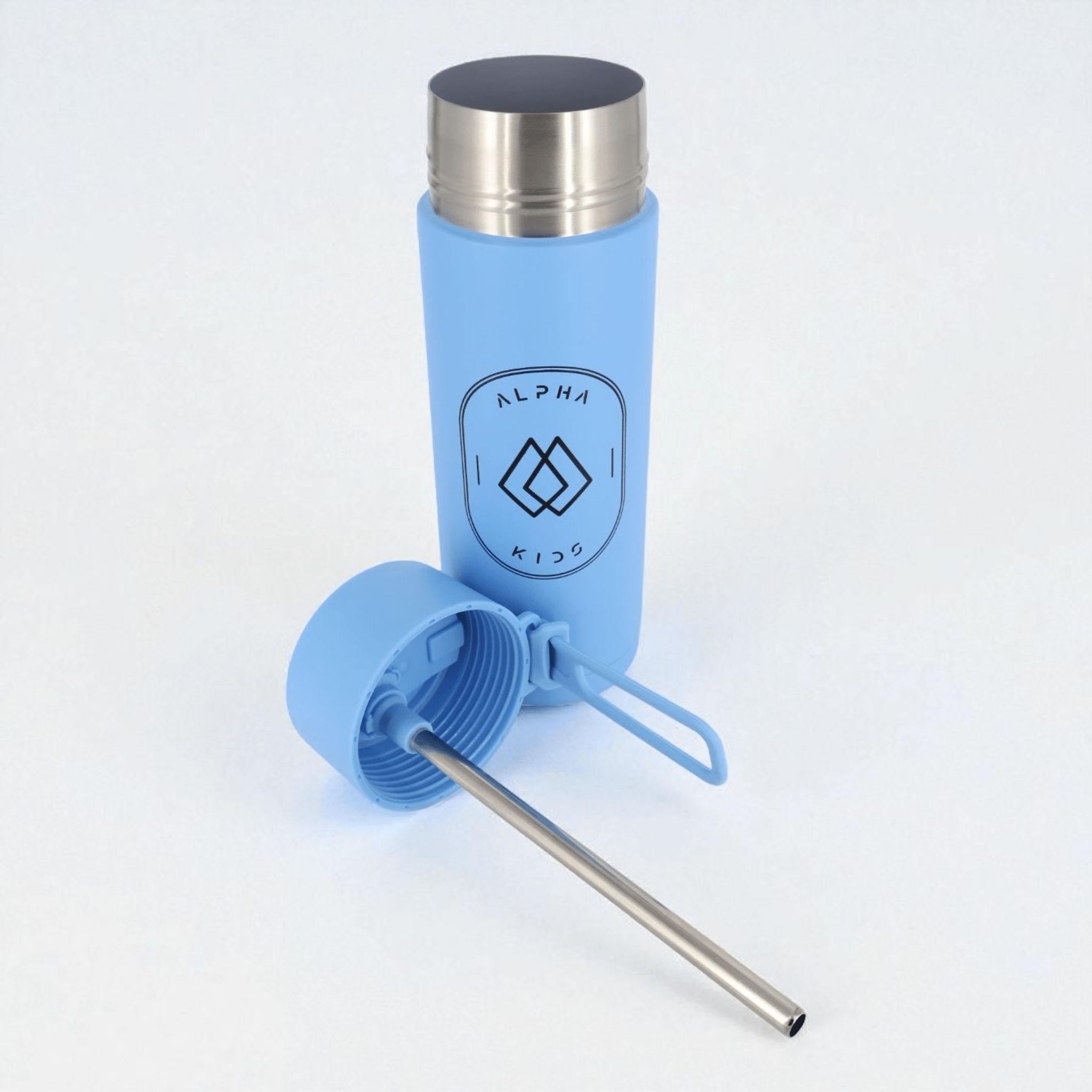 Alpha Kids Stainless Drink Bottle – 600 ml | Leakproof Kids Bottle for School (Sky blue) - Alpha Bottle