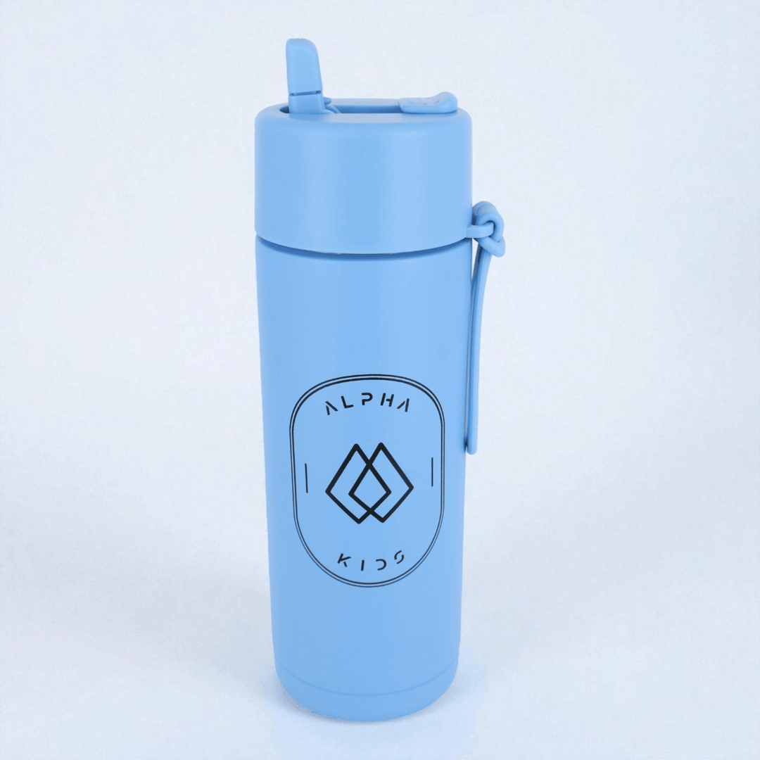 Alpha Kids Stainless Drink Bottle – 600 ml | Leakproof Kids Bottle for School (Sky blue) - Alpha Bottle