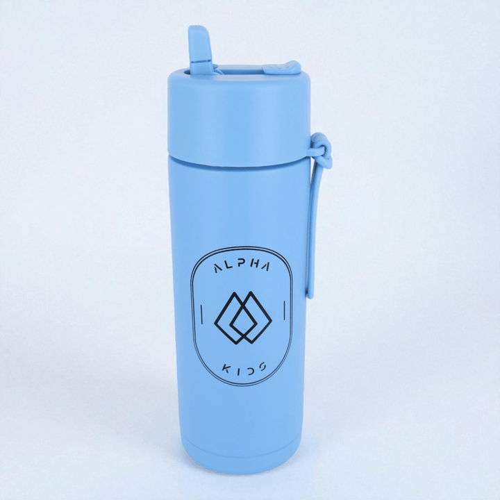 Alpha Kids Stainless Drink Bottle – 600 ml | Leakproof Kids Bottle for School (Sky blue) - Alpha Bottle