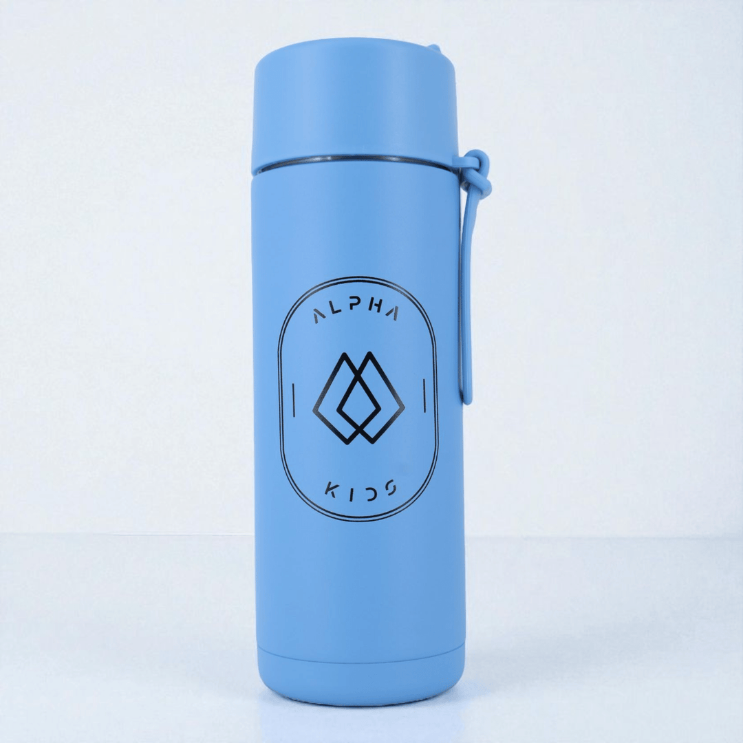 Alpha Kids Stainless Drink Bottle – 600 ml | Leakproof Kids Bottle for School (Sky blue) - Alpha Bottle