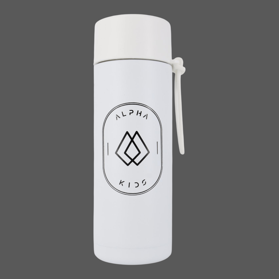 Alpha Kids Stainless Drink Bottle – 600 ml | Leakproof Kids Bottle for School (White) - Alpha Bottle