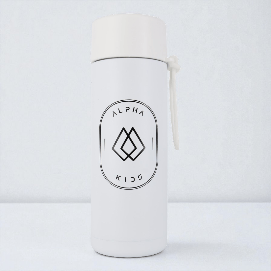 Alpha Kids Stainless Drink Bottle – 600 ml | Leakproof Kids Bottle for School (White) - Alpha Bottle