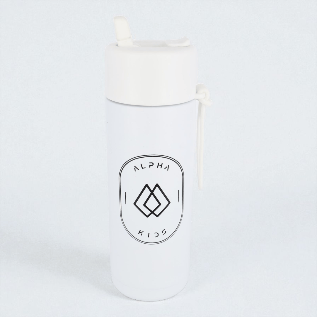 Alpha Kids Stainless Drink Bottle – 600 ml | Leakproof Kids Bottle for School (White) - Alpha Bottle