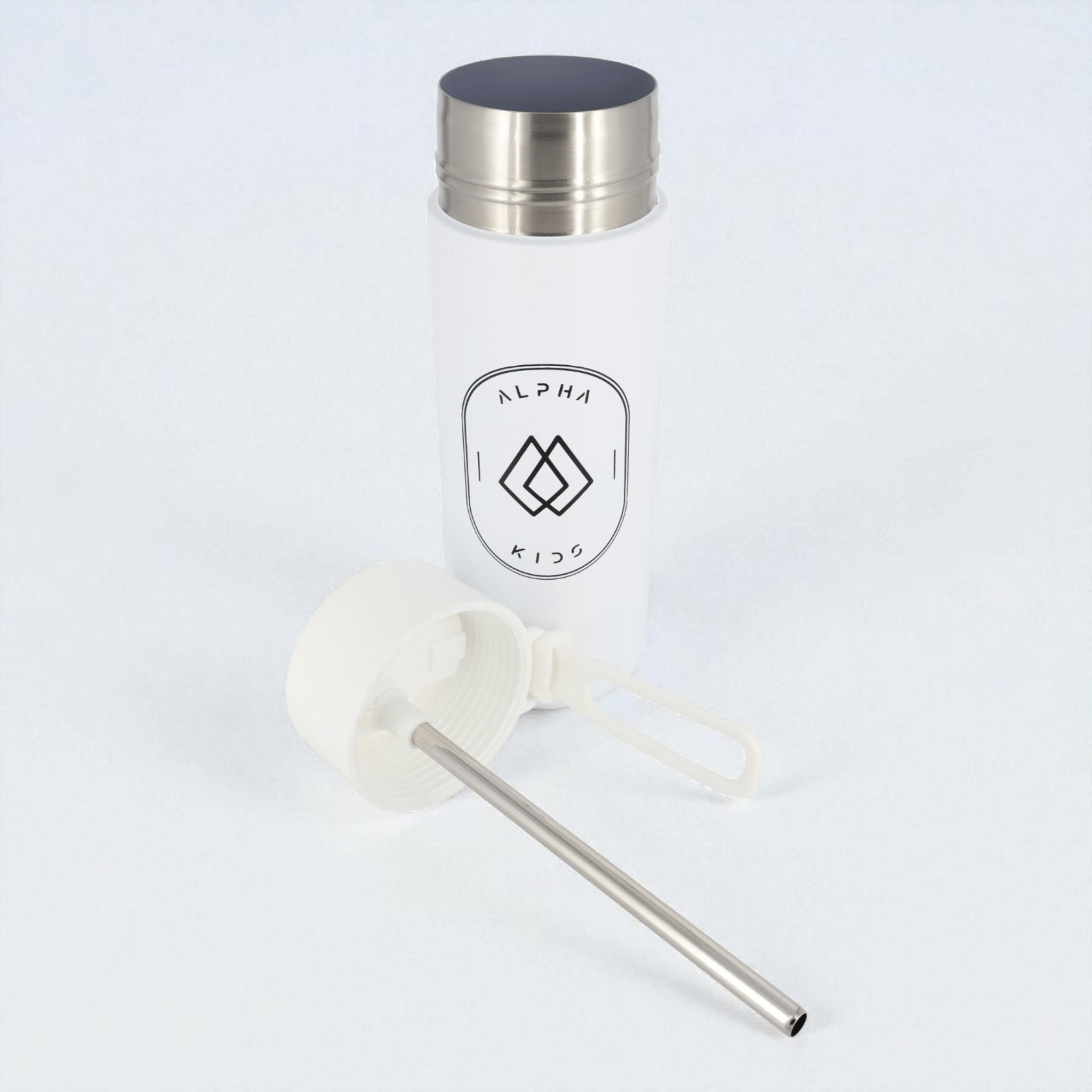 Alpha Kids Stainless Drink Bottle – 600 ml | Leakproof Kids Bottle for School (White) - Alpha Bottle